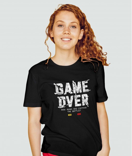Дамска тениска с щампа Текст и надписи GAME OVER YES or NO